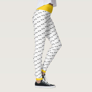 Black & White Crazy Chicken Foot Prints Yellow Pop Leggings