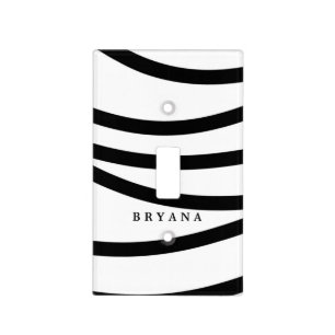 Black & White Crazy Stripes Light Switch Cover