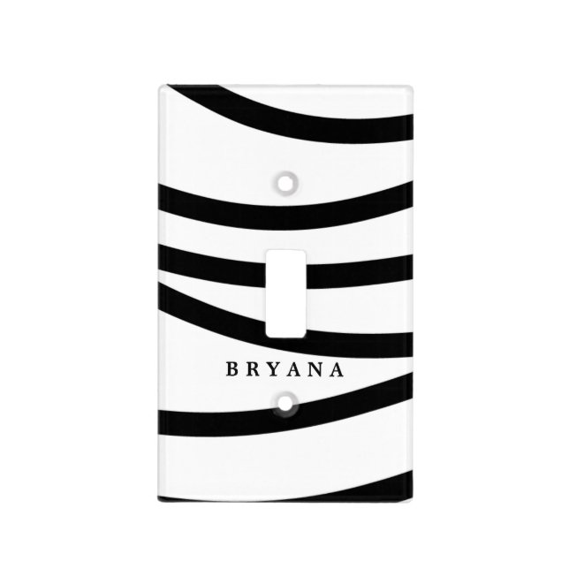 Black & White Crazy Stripes Light Switch Cover (Front)