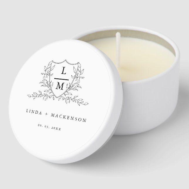 Black White Crest Modern Monogram Wedding favors Mini Candle Favors (Corner)