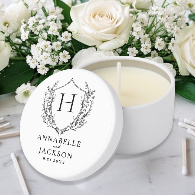 Black White Crest Monogram Mini Candle Favors (Black White Crest Monogram Mini Candle Favors)