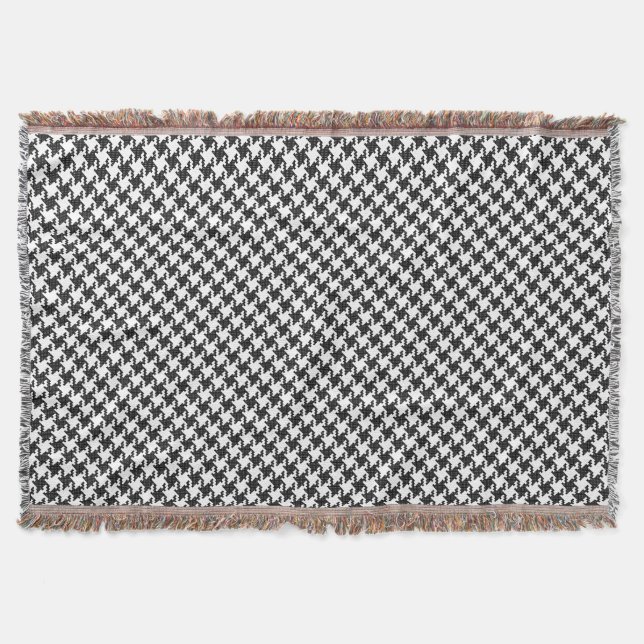 Black&white cross-stitch Houndstooth Pied-de-Poule Throw Blanket (Front)