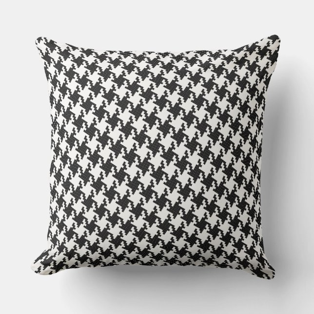 Black&white cross-stitch Houndstooth Pied-de-Poule Throw Pillow (Front)