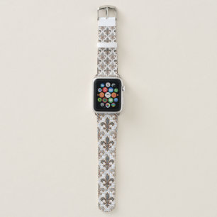 Black White Crosshatch Polka Dots Fleur-de-lis Apple Watch Band