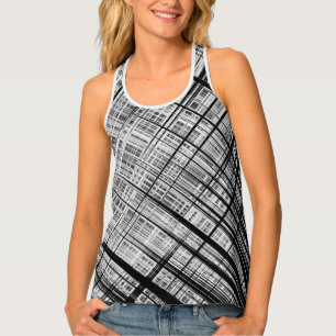 Black White Crosshatch Tank Top