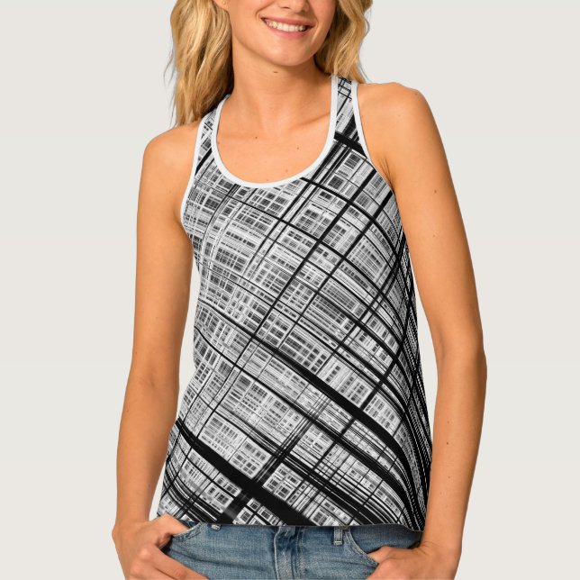 Black White Crosshatch Tank Top (Front)