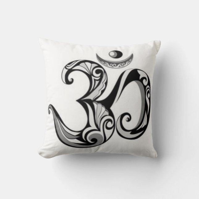 Black White Crown Chakra Pattern Print Throw Pillow (Front)
