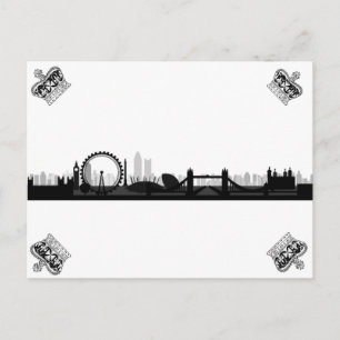Black & White Crown London Eye Skyline Postcard