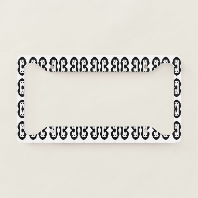 Black white cryptopunk #1 keychain button license plate frame (Front)