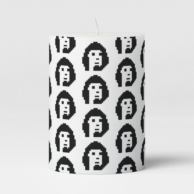Black white cryptopunk #1 keychain button pillar candle (Front)