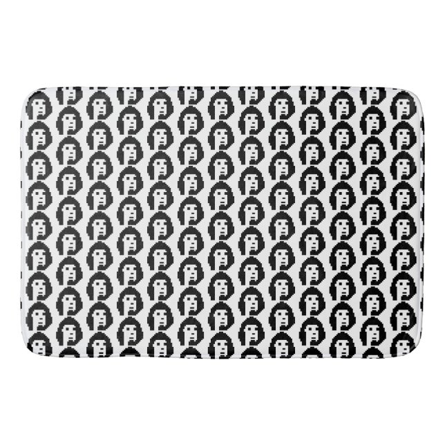 Black white cryptopunk bath mat (Front)