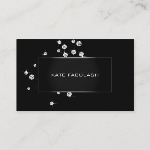 Black White Crystals Diamon Fashion Stylist Beauty Business Card