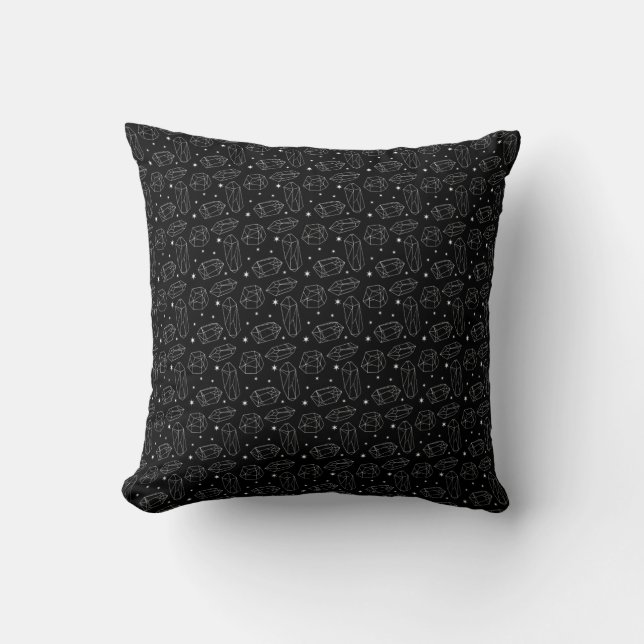 Black white crystals  throw pillow (Front)