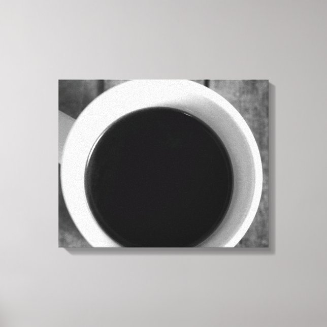 Black & White Cup of Coffee on an Old Crate 16x20 Canvas Print (Front)