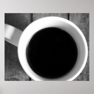 Black & White Cup of Coffee on an Old Crate 16x20 Poster