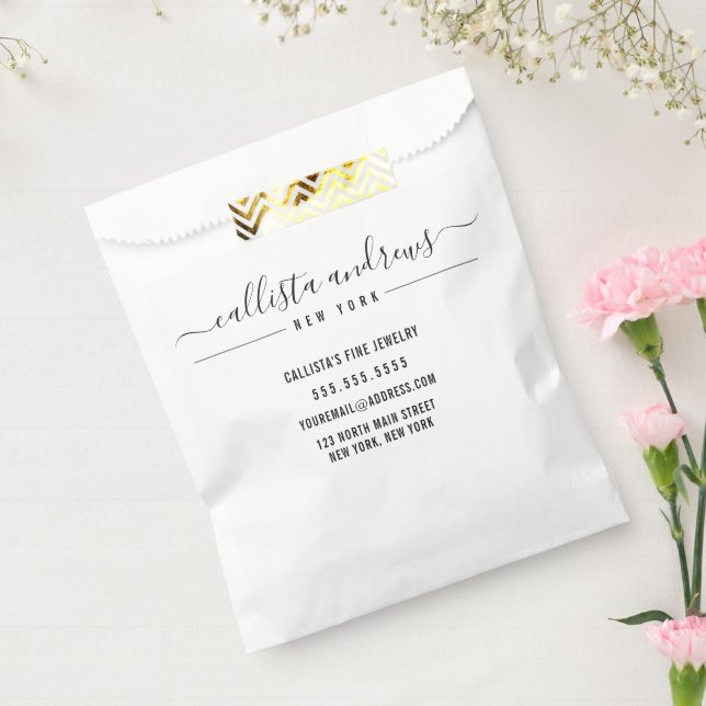 Black White Cursive Craft Business Packaging Favor Bag (Sealed)