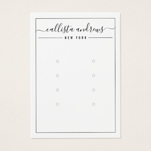 Black White Cursive Multiple Earring Display Card