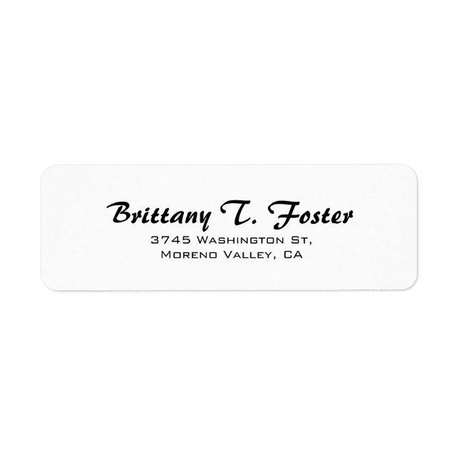 Black White Curve Brush Script Elegant Minimalist Label (Front)