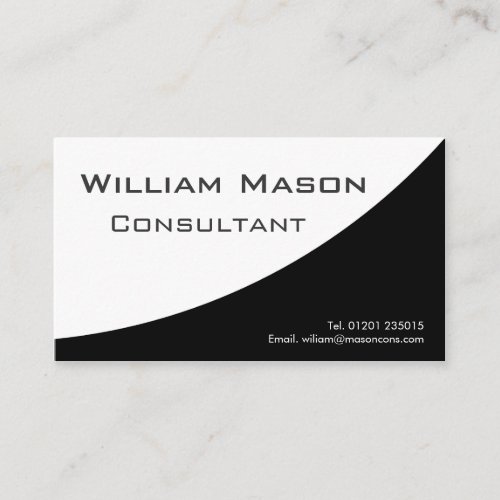 Black White Curved, Professional Business Card