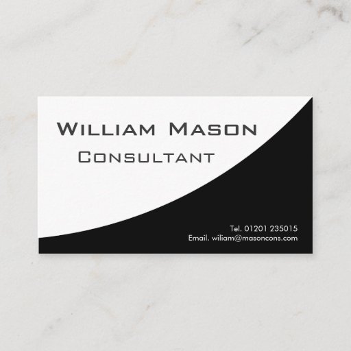 Customizable Black White Curved, Professional Business Card