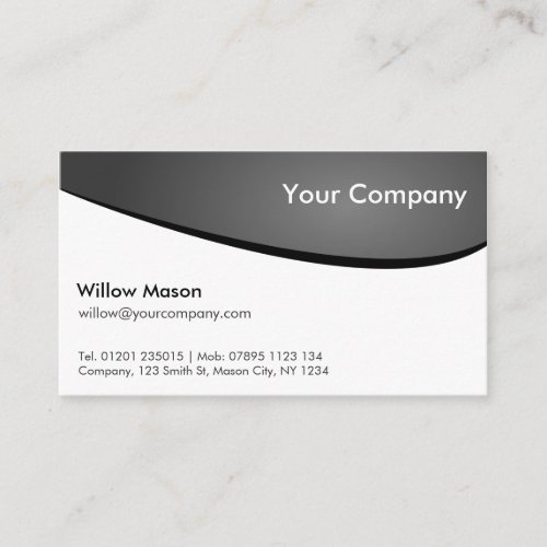 Black &amp; White Curved, Professional Business Card