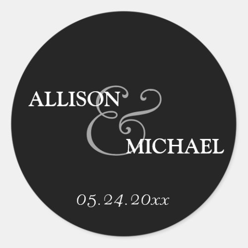 Black white custom ampersand wedding favor label