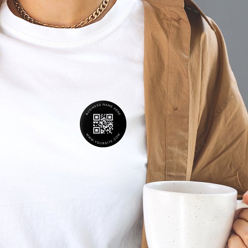 Black  White Custom Business Company QR Code Scan Button