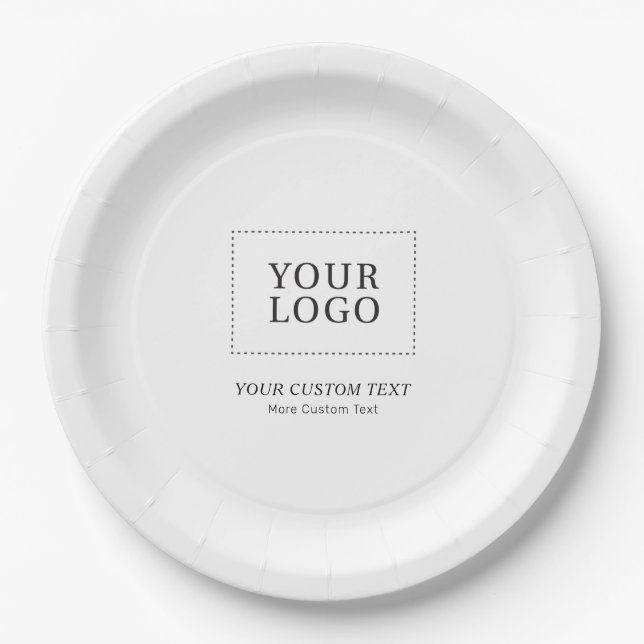 Black & White Custom Business Logo Promotional Paper Plates (Front)