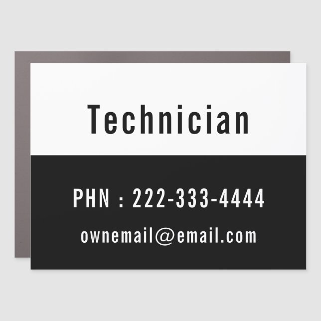 Black & White Custom Business Vehicle Magnet (Front)