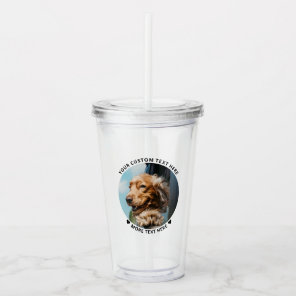 Black & White Custom Circle Pet Photo Gift Acrylic Tumbler