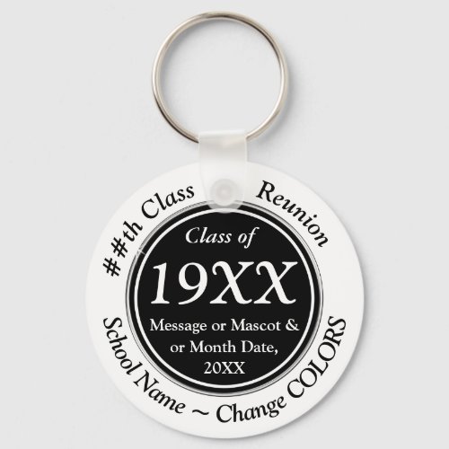 Black White Custom Class of 1972 Party Favors Keychain