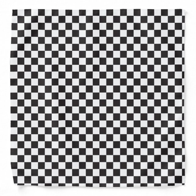 Black & [White] - Custom Color Checkered Pattern Bandana (Front)