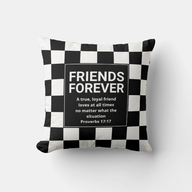 Black White Custom FRIENDS FOREVER Christian Throw Pillow (Front)