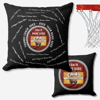 Black White Custom Gifts For Basketball Coaches Throw Pillow by YourSportsGifts at Zazzle
