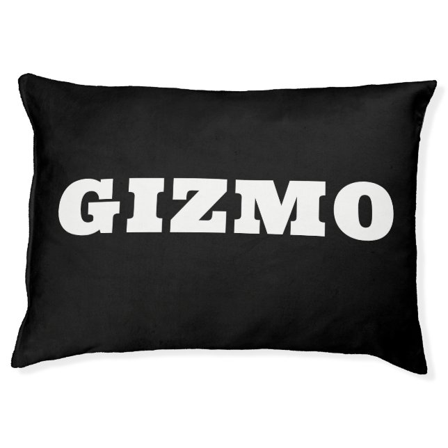 Black White Custom Large Name Dog Bed (Front)