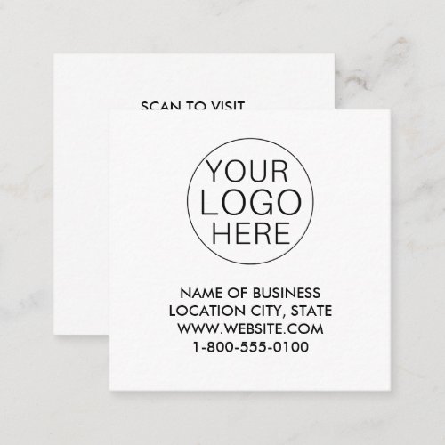 Black White Custom Logo and QR Code Square Business Card