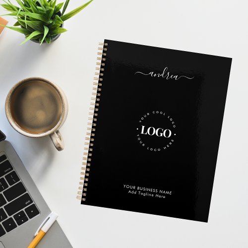 Black White Custom Logo Business Professional 2025 Planner