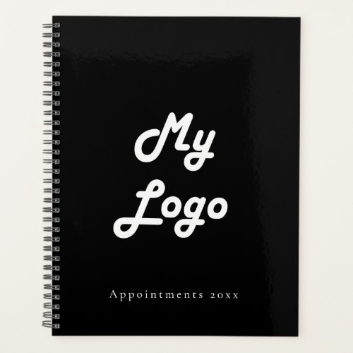 Black white custom logo business QR code 2024 Planner