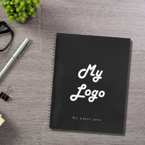Black white custom logo business QR code  Notebook