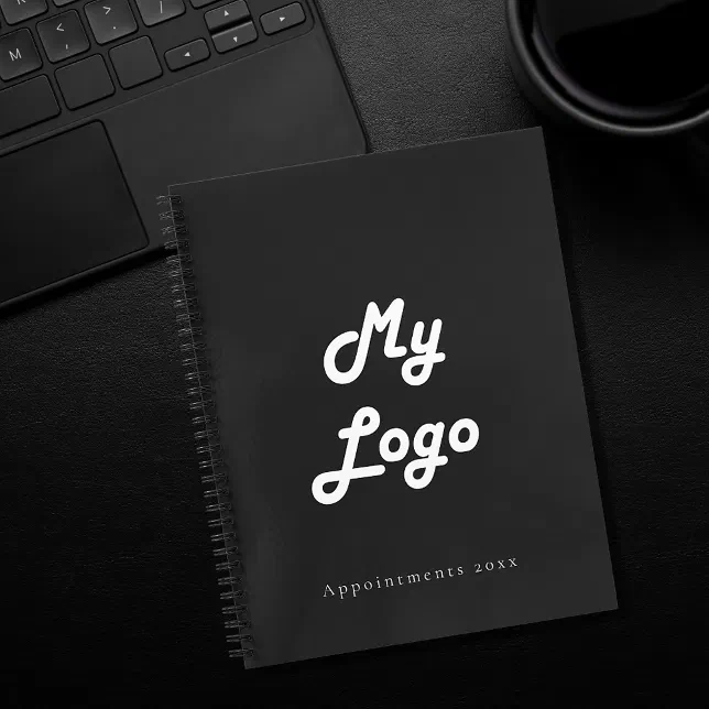 Notebooks Code Logo Black white custom logo business QR code Notebook | Zazzle