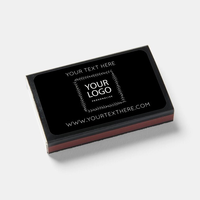 Black White Custom Logo Minimalism Black Unique Matchboxes (Front Closed)
