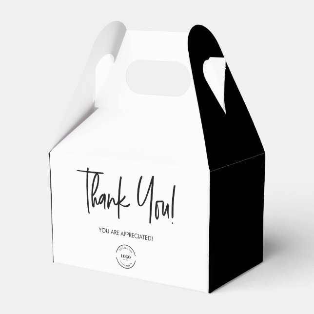 Black white Custom Logo Staff appreciation simple Favor Boxes (Front Side)