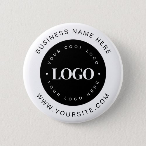 Black  White Custom Logo Text Business Corporate Button
