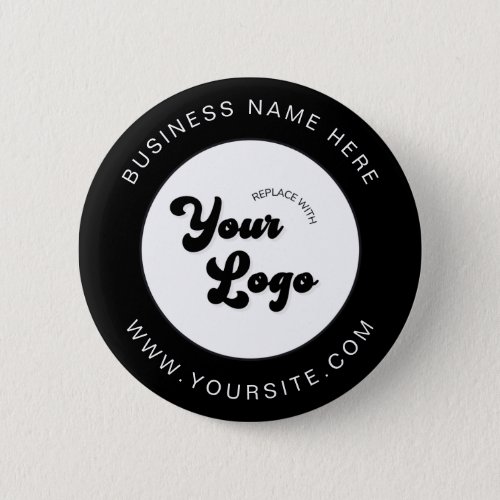 Black  White Custom Logo Text Business Corporate  Button