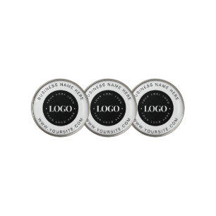 Black & White Custom Logo Text Business Corporate Golf Ball Marker
