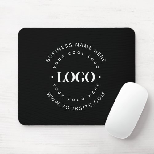 Black  White Custom Logo Text Business Corporate  Mouse Pad