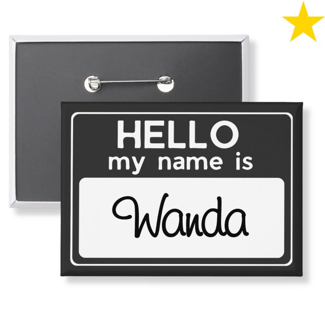 Black White Custom Name Hello My Name Is Button (Creator Uploaded)
