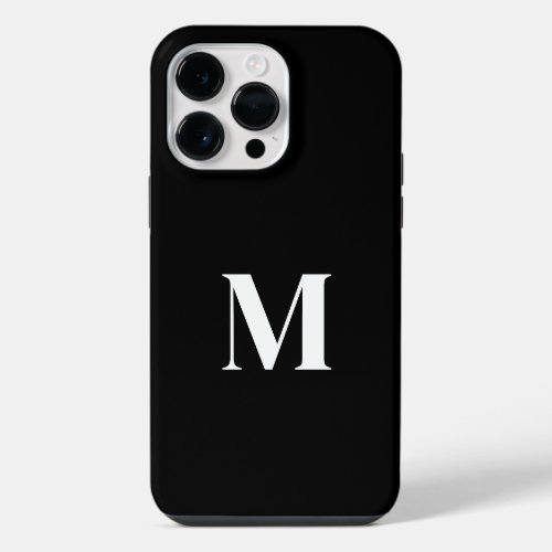 Black White Custom Name Monogram Stylish Elegant iPhone 14 Pro Max Case