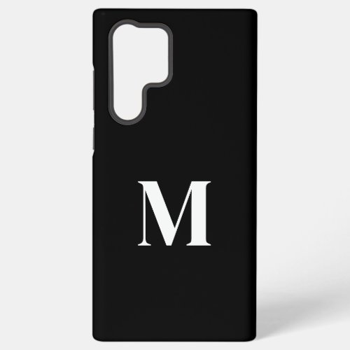 Black White Custom Name Monogram Stylish Elegant  Samsung Galaxy S22 Ultra Case