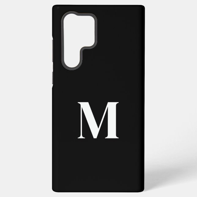 Black White Custom Name Monogram Stylish Elegant  Samsung Galaxy Case (Back)